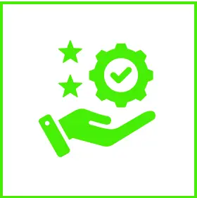 Hand with gear and stars icon.